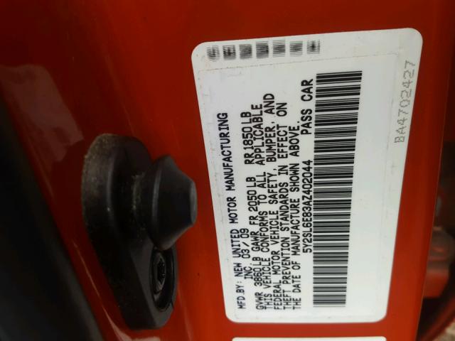 5Y2SL6E83AZ402044 - 2010 PONTIAC VIBE ORANGE photo 10