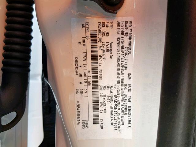 1FADP3N21JL249681 - 2018 FORD FOCUS TITA WHITE photo 10