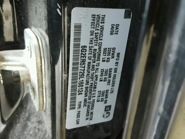 6G2ER57729L168124 - 2009 PONTIAC G8 BLACK photo 10