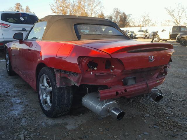 JHMAP11483T005925 - 2003 HONDA S2000 RED photo 3