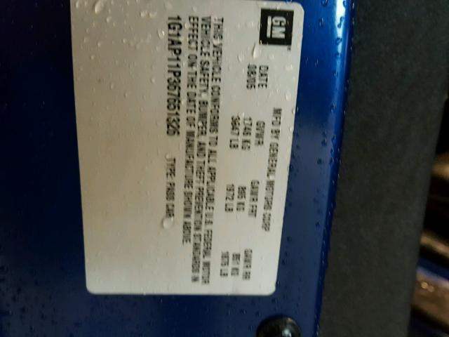 1G1AP11P367651326 - 2006 CHEVROLET COBALT SS BLUE photo 10