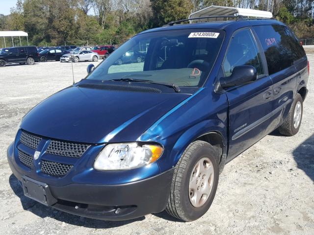 1B4GP25361B258745 - 2001 DODGE CARAVAN SE BLUE photo 2