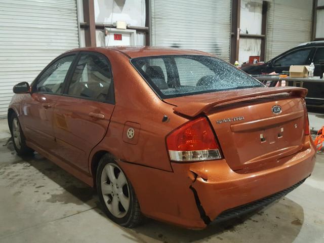 KNAFE121985013011 - 2008 KIA SPECTRA EX ORANGE photo 3