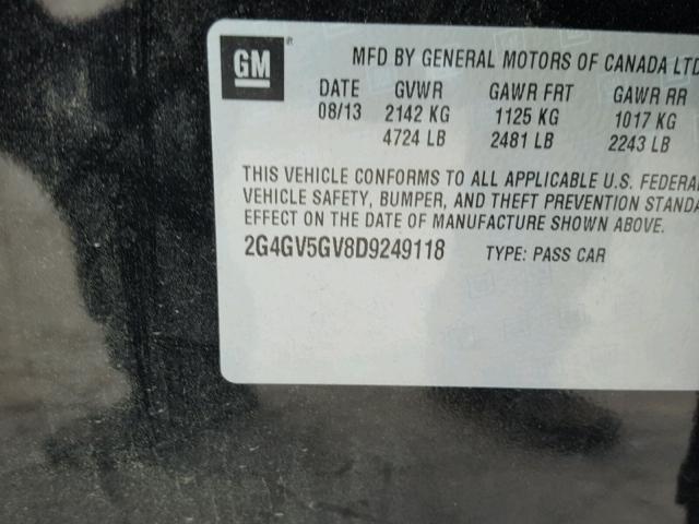 2G4GV5GV8D9249118 - 2013 BUICK REGAL GS GRAY photo 10