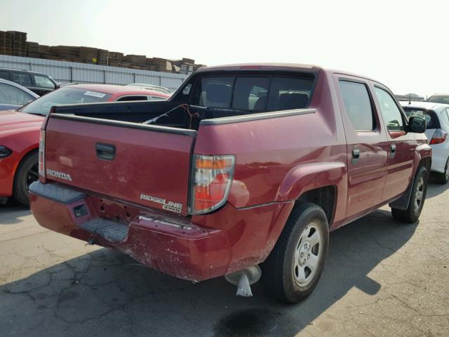 2HJYK162X6H552875 - 2006 HONDA RIDGELINE RED photo 4