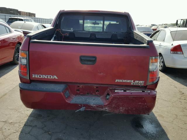 2HJYK162X6H552875 - 2006 HONDA RIDGELINE RED photo 9