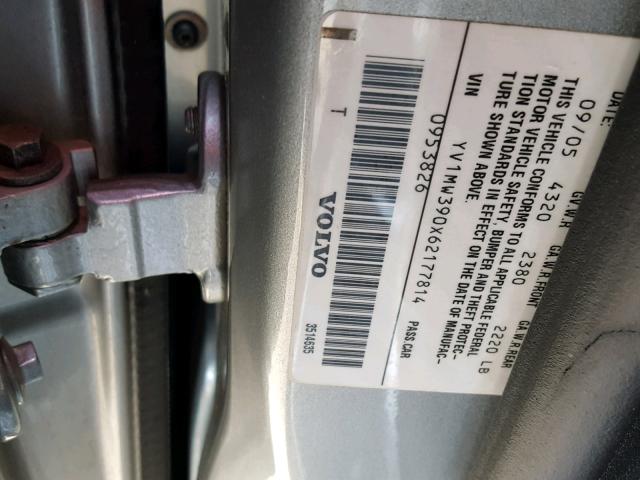 YV1MW390X62177814 - 2006 VOLVO V50 2.4I SILVER photo 10