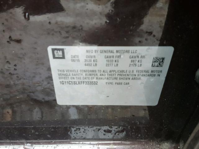 1G11C5SLXFF333532 - 2015 CHEVROLET MALIBU 1LT BROWN photo 10