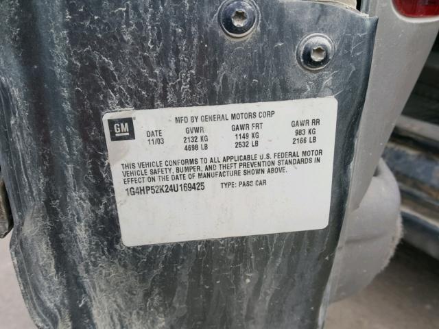 1G4HP52K24U169425 - 2004 BUICK LESABRE CU GRAY photo 10