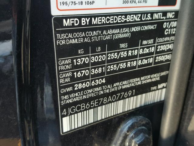 4JGCB65E78A077691 - 2008 MERCEDES-BENZ R 350 BLUE photo 10