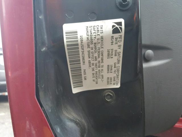 1G8AJ52F34Z206201 - 2004 SATURN ION LEVEL RED photo 10