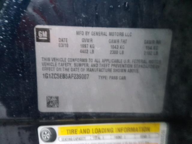 1G1ZC5EB5AF239007 - 2010 CHEVROLET MALIBU 1LT ლურჯი ფოტო 10