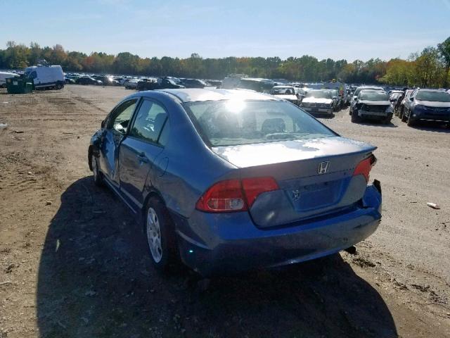 2HGFA16518H518367 - 2008 HONDA CIVIC LX BLUE photo 3