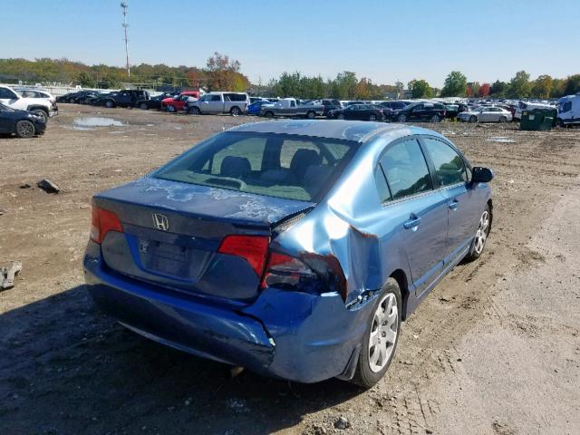 2HGFA16518H518367 - 2008 HONDA CIVIC LX BLUE photo 4