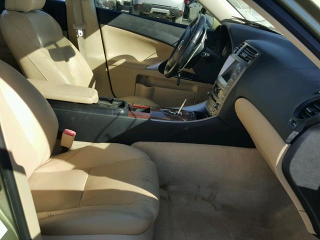 JTHBK262275037196 - 2007 LEXUS IS 250 GREEN photo 5