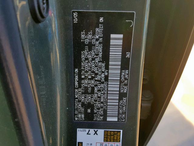 JTLKT324864046893 - 2006 TOYOTA SCION XB მწვანე ფოტო 10