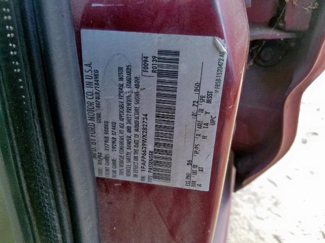 1FAFP6639WK282734 - 1998 FORD CONTOUR LX RED photo 10