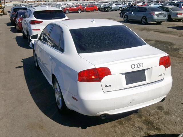 WAUAF78EX8A039743 - 2008 AUDI A4 2.0T WHITE photo 3