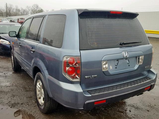 2HKYF18117H537817 - 2007 HONDA PILOT LX BLUE photo 3