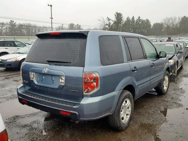 2HKYF18117H537817 - 2007 HONDA PILOT LX BLUE photo 4