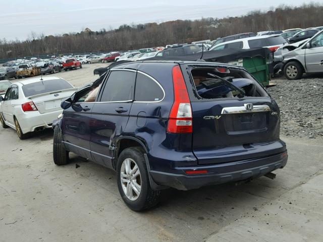 JHLRE4H76AC009631 - 2010 HONDA CR-V EXL BLUE photo 3