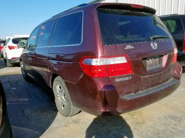 5FNRL38727B405614 - 2007 HONDA ODYSSEY EX BURGUNDY photo 3