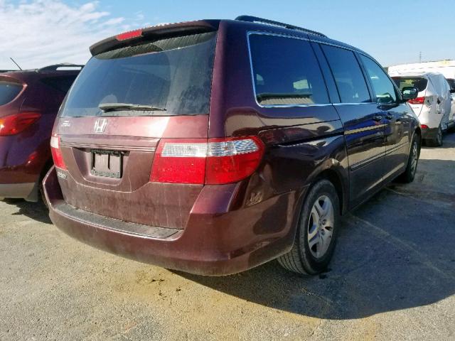 5FNRL38727B405614 - 2007 HONDA ODYSSEY EX BURGUNDY photo 4