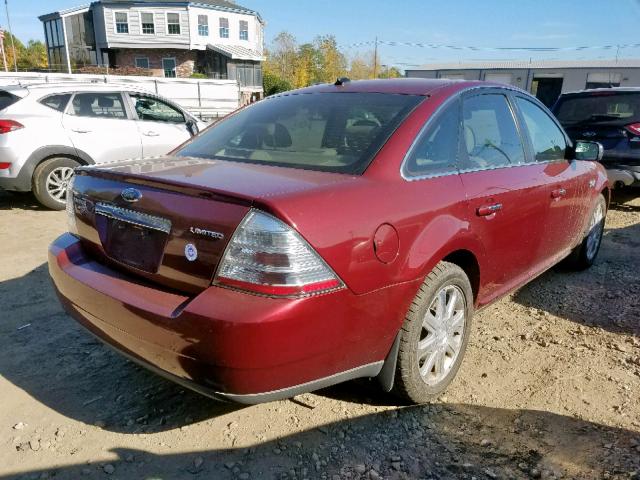 1FAHP25W18G144687 - 2008 FORD TAURUS LIM BURGUNDY photo 4