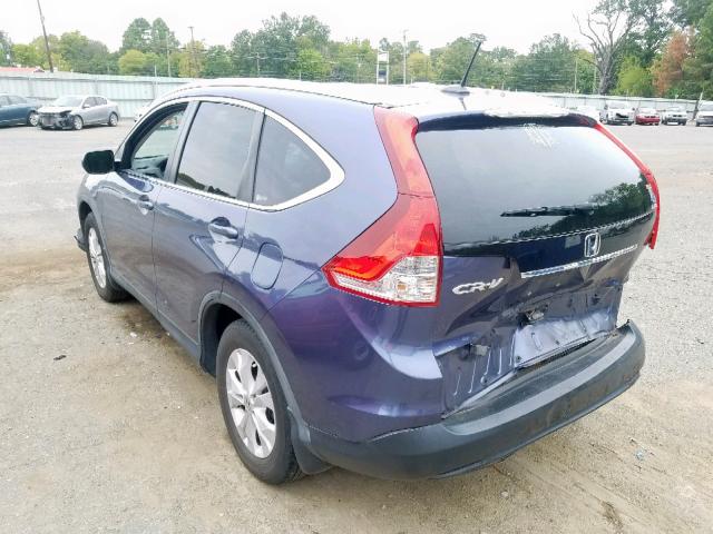 5J6RM3H77CL025344 - 2012 HONDA CR-V EXL BLUE photo 3