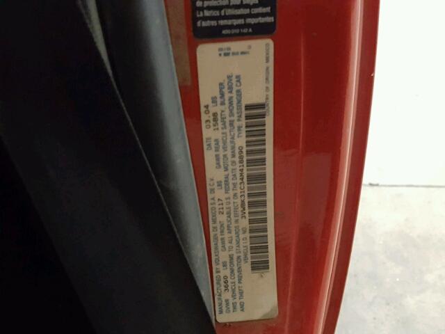 3VWBK31C34M418890 - 2004 VOLKSWAGEN NEW BEETLE Qırmızı foto 10