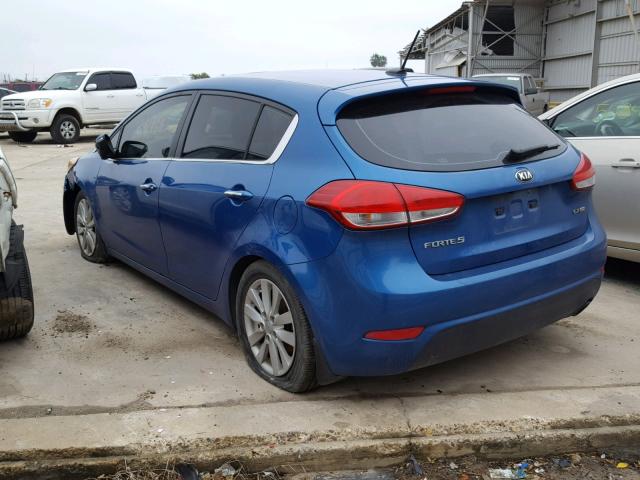 KNAFX5A87F5333523 - 2015 KIA FORTE EX BLUE photo 3