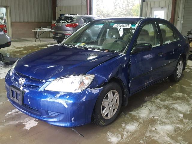 1HGES16345L008259 - 2005 HONDA CIVIC DX V BLUE photo 2