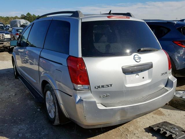 5N1BV28U24N313424 - 2004 NISSAN QUEST S GRAY photo 3