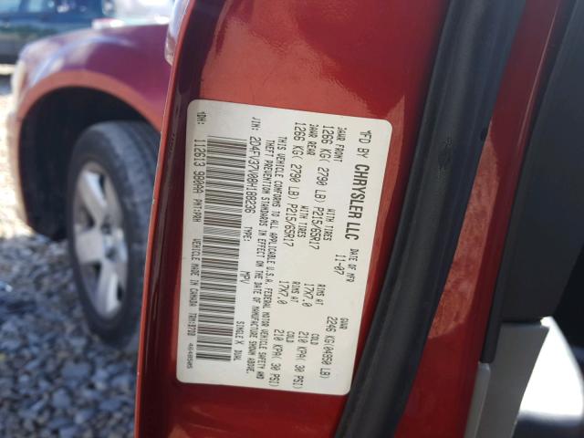 2D4FV37V08H188236 - 2008 DODGE MAGNUM SXT RED photo 10