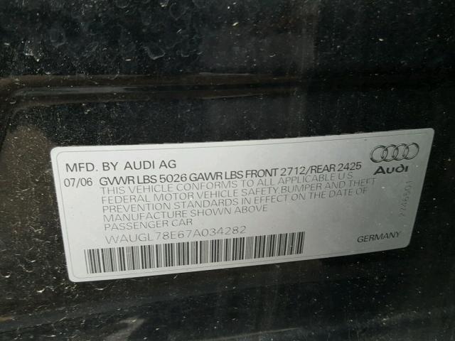 WAUGL78E67A034282 - 2007 AUDI NEW S4 QUA BLACK photo 10