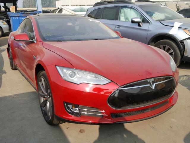 5YJSA1H1XEFP51351 - 2014 TESLA MODEL S RED photo 1