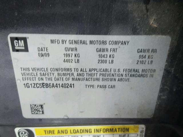 1G1ZC5EB6A4140241 - 2010 CHEVROLET MALIBU 1LT 灰色 照片 10