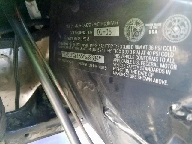 1HD1FCW135Y638884 - 2005 HARLEY-DAVIDSON FLHTCUI PURPLE photo 10