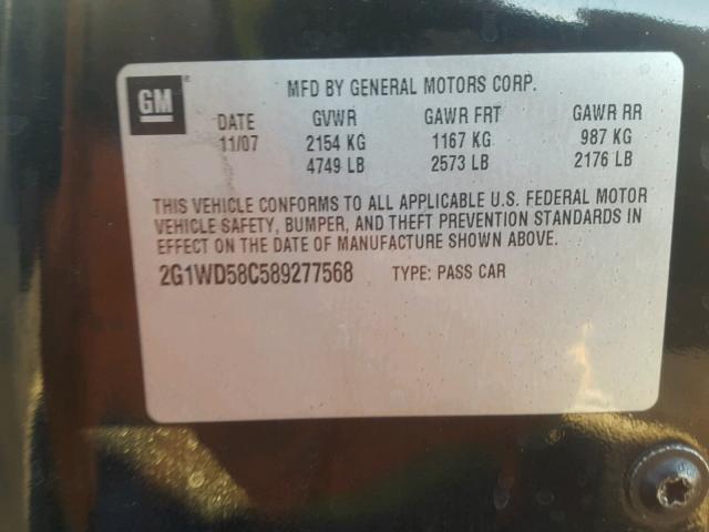 2G1WD58C589277568 - 2008 CHEVROLET IMPALA SUP 黑色 照片 10