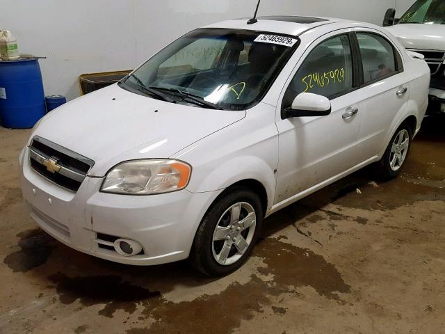 KL1TG56E39B608564 - 2009 CHEVROLET AVEO LT WHITE photo 2