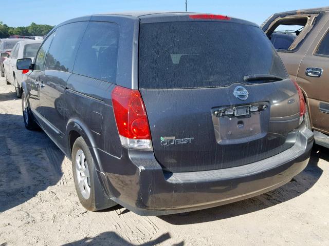 5N1BV28U67N133237 - 2007 NISSAN QUEST S CHARCOAL photo 3