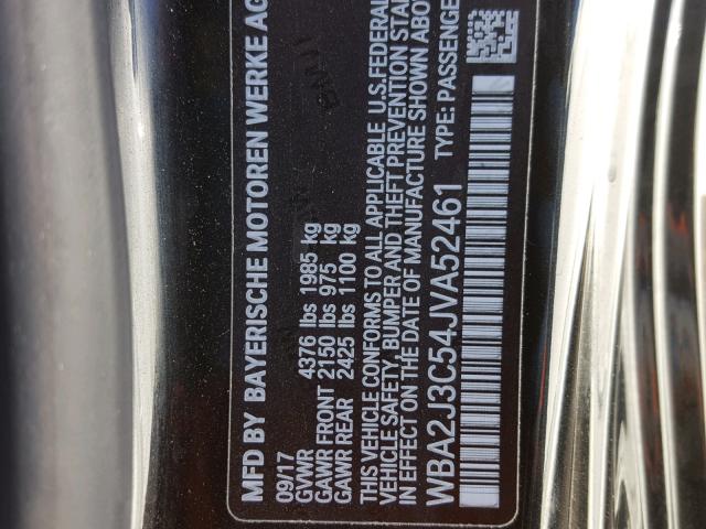 WBA2J3C54JVA52461 - 2018 BMW 230XI BLACK photo 10