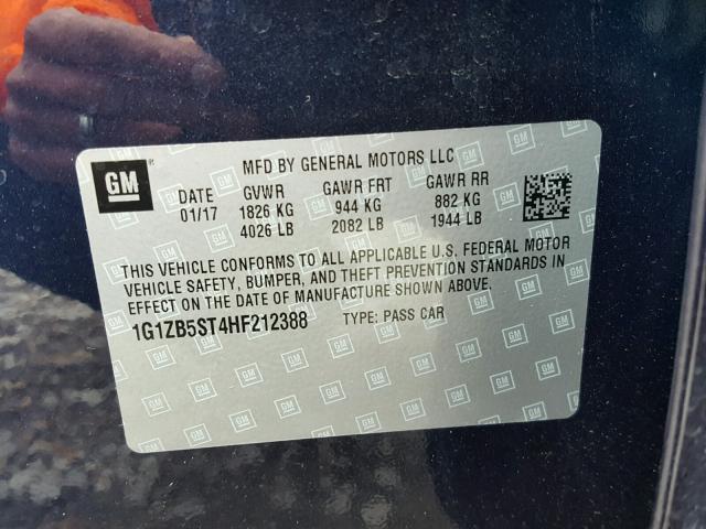 1G1ZB5ST4HF212388 - 2017 CHEVROLET MALIBU LS Mavi foto 10