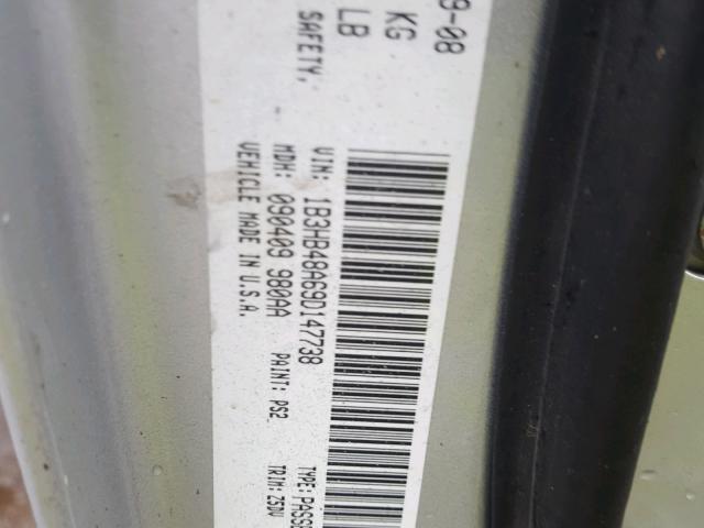 1B3HB48A69D147738 - 2009 DODGE CALIBER SX SILVER photo 10