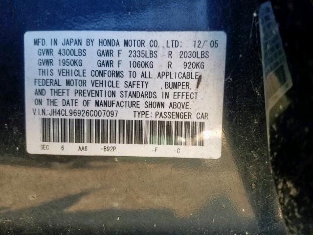 JH4CL96926C007097 - 2006 ACURA TSX BLACK photo 10