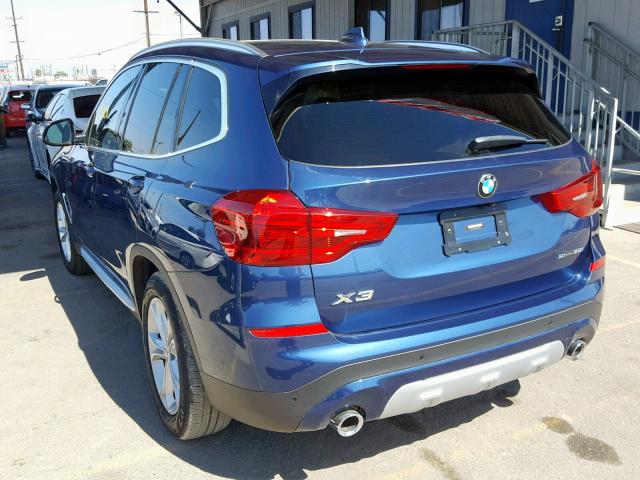 5UXTR7C55KLE97536 - 2019 BMW X3 SDRIVE3 BLUE photo 3