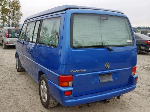 WV2NB47062H112577 - 2002 VOLKSWAGEN EUROVAN MV BLUE photo 3