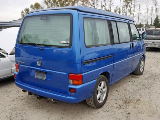 WV2NB47062H112577 - 2002 VOLKSWAGEN EUROVAN MV BLUE photo 4