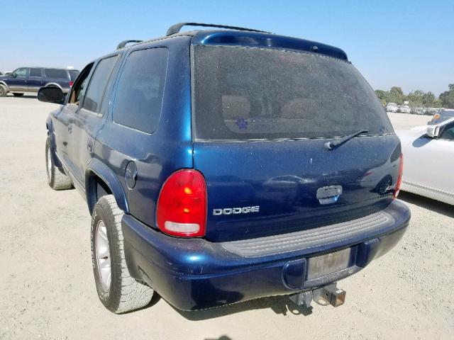 1B4HS28Z11F527150 - 2001 DODGE DURANGO BLUE photo 3