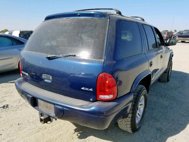 1B4HS28Z11F527150 - 2001 DODGE DURANGO BLUE photo 4